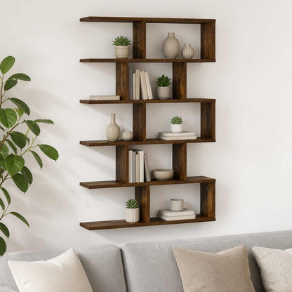 vidaXL Wall Shelf Smoked Oak 70 x 17 x 101 cm Engineered Wood