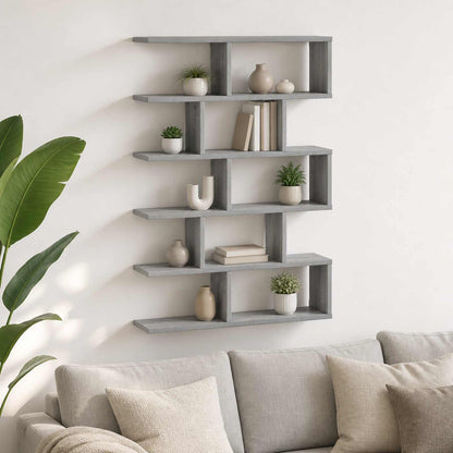 vidaXL Wall Shelf Grey Sonoma 70 x 17 x 101 cm Engineered Wood