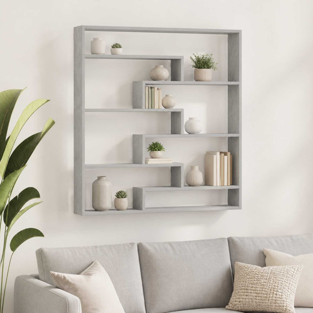 vidaXL Wall Shelf Concrete Grey 103 x 17 x 102 cm Engineered Wood