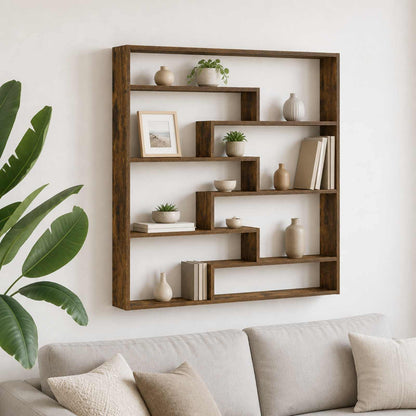 vidaXL Wall Shelf Smoked Oak 103 x 17 x 102 cm Engineered Wood