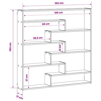 vidaXL Wall Shelf Smoked Oak 103 x 17 x 102 cm Engineered Wood
