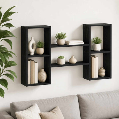 vidaXL Wall Shelf Black Oak 102 x 17 x 59 cm Engineered Wood