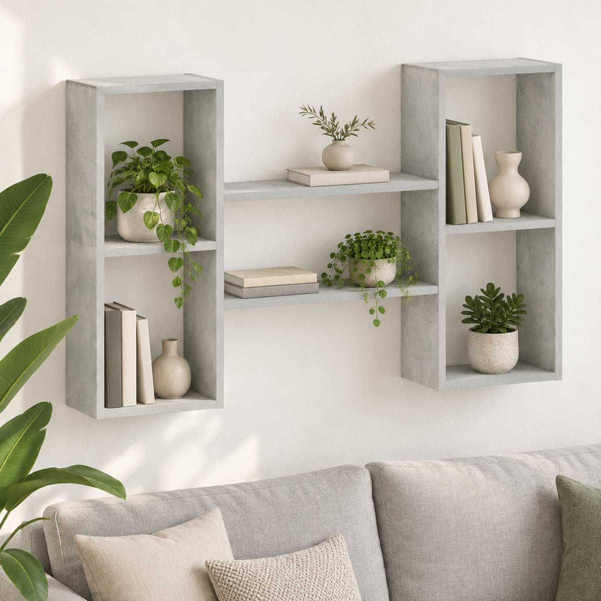 vidaXL Wall Shelf Concrete Grey 102 x 17 x 59 cm Engineered Wood
