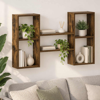vidaXL Wall Shelf Smoked Oak 102 x 17 x 59 cm Engineered Wood