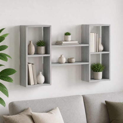 vidaXL Wall Shelf Grey Sonoma 102 x 17 x 59 cm Engineered Wood