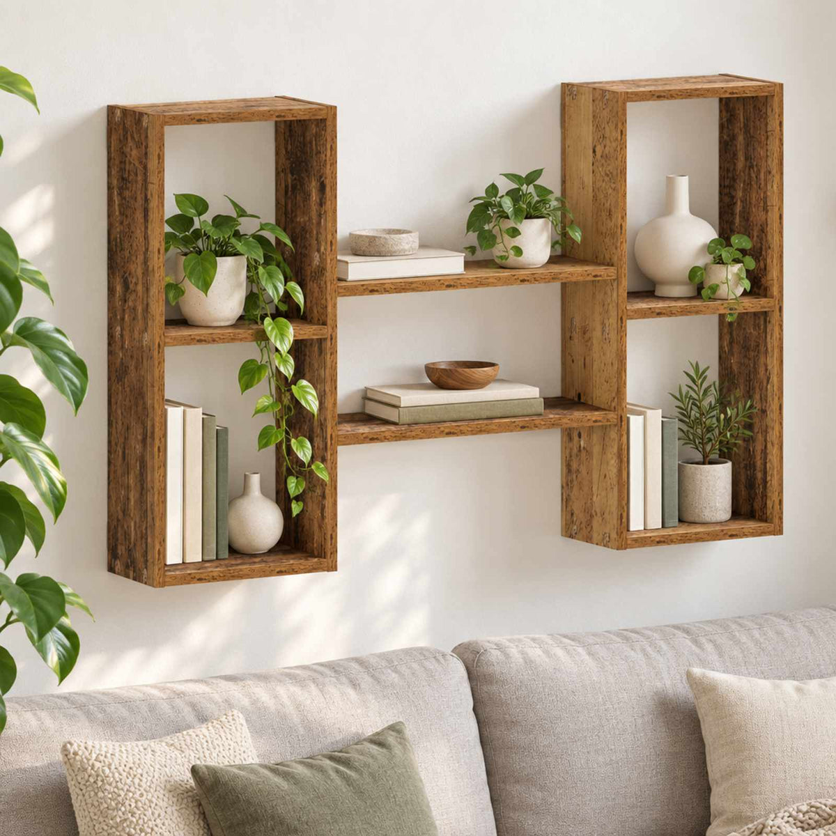 vidaXL Wall Shelf Old Wood 102 x 17 x 59 cm Engineered Wood