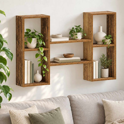 vidaXL Wall Shelf Old Wood 102 x 17 x 59 cm Engineered Wood