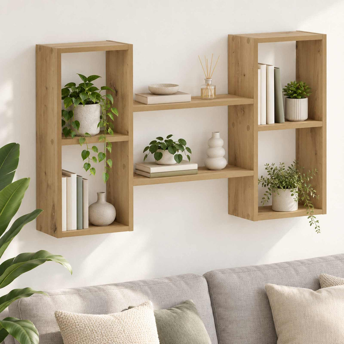 vidaXL Wall Shelf Artisan Oak 102 x 17 x 59 cm Engineered Wood