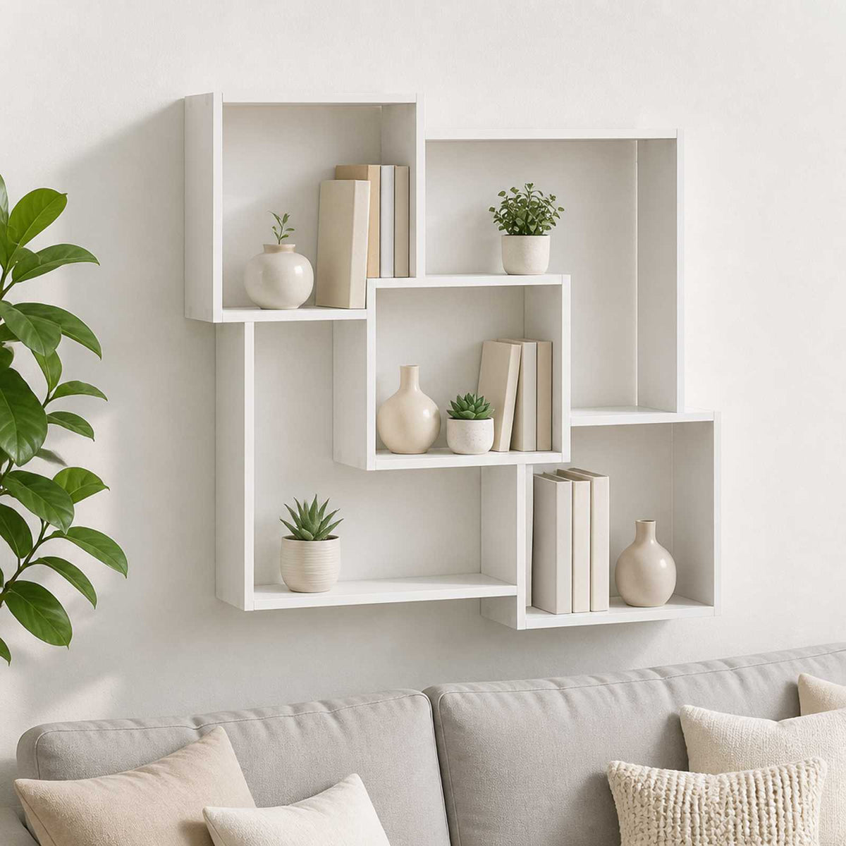 vidaXL Wall Shelf White 98 x 17 x 91 cm Engineered Wood