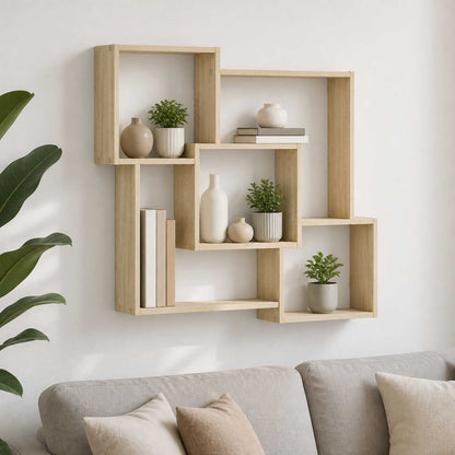 vidaXL Wall Shelf Sonoma Oak 98 x 17 x 91 cm Engineered Wood