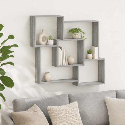 vidaXL Wall Shelf Grey Sonoma 98 x 17 x 91 cm Engineered Wood