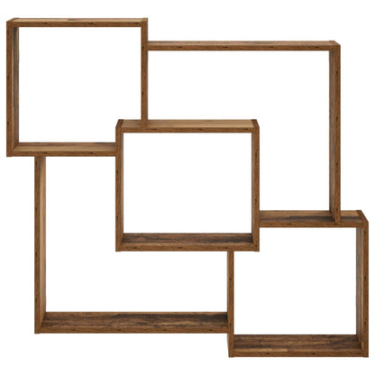 vidaXL Wall Shelf Old Wood 98 x 17 x 91 cm Engineered Wood