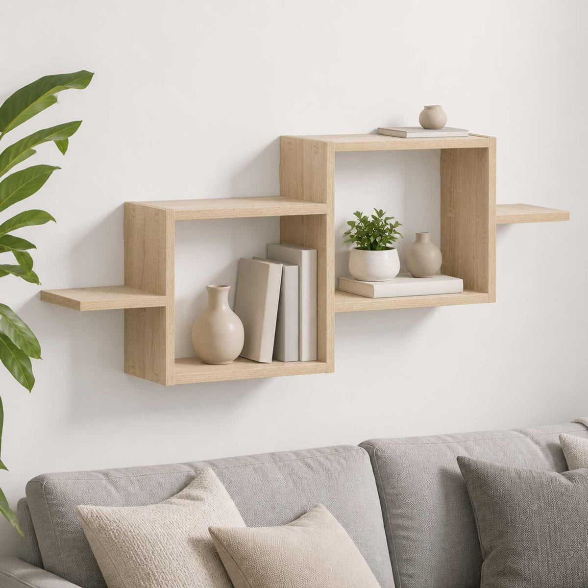 vidaXL Wall Shelf Sonoma Oak 95 x 17 x 37 cm Engineered Wood