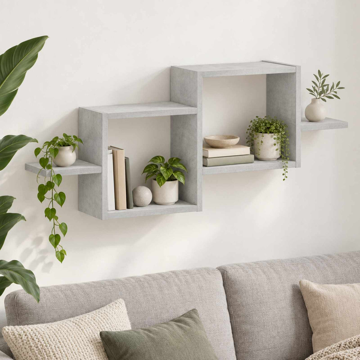 vidaXL Wall Shelf Concrete Grey 95 x 17 x 37 cm Engineered Wood