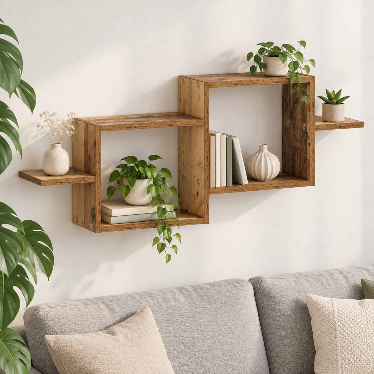 vidaXL Wall Shelf Old Wood 95 x 17 x 37 cm Engineered Wood