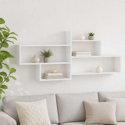 vidaXL Wall Shelf White 168.5 x 17 x 68 cm Engineered Wood
