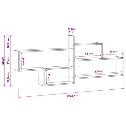 vidaXL Wall Shelf White 168.5 x 17 x 68 cm Engineered Wood