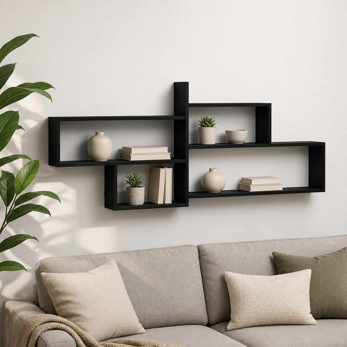 vidaXL Wall Shelf Black Oak 168.5 x 17 x 68 cm Engineered Wood