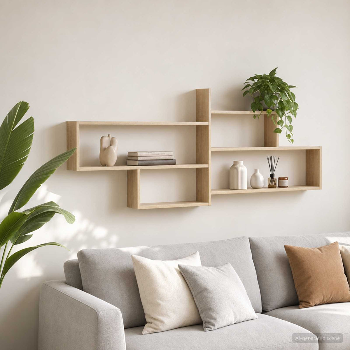 vidaXL Wall Shelf Sonoma Oak 168.5 x 17 x 68 cm Engineered Wood