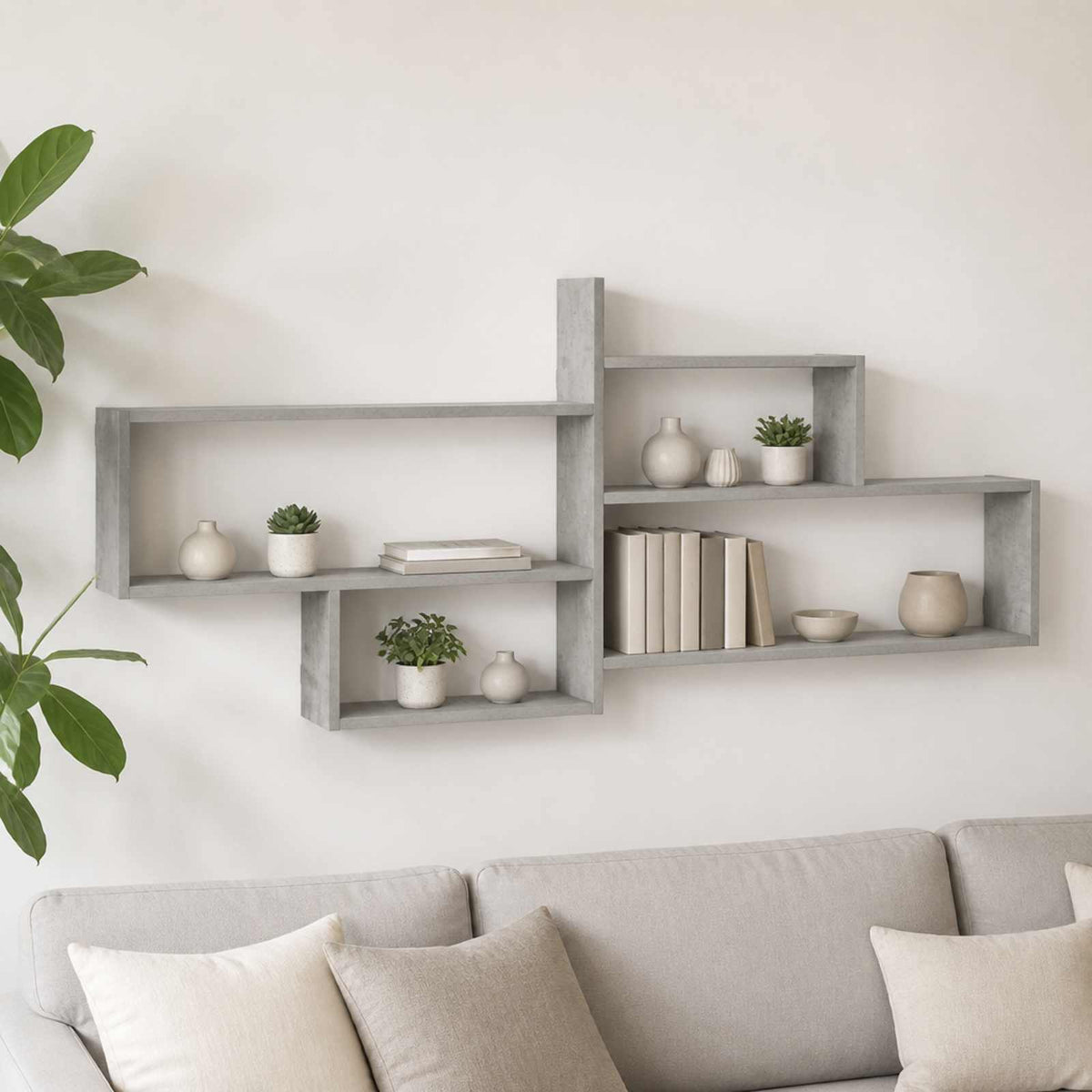 vidaXL Wall Shelf Concrete Grey 168.5 x 17 x 68 cm Engineered Wood