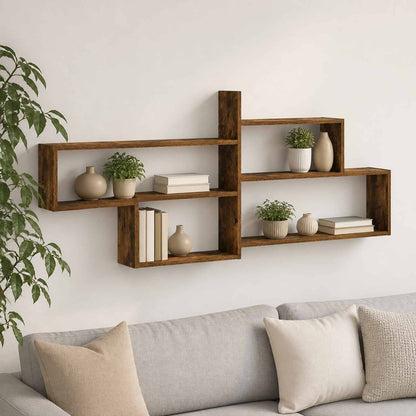 vidaXL Wall Shelf Smoked Oak 168.5 x 17 x 68 cm Engineered Wood