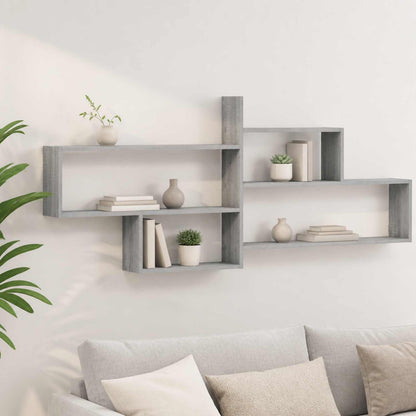 vidaXL Wall Shelf Grey Sonoma 168.5 x 17 x 68 cm Engineered Wood