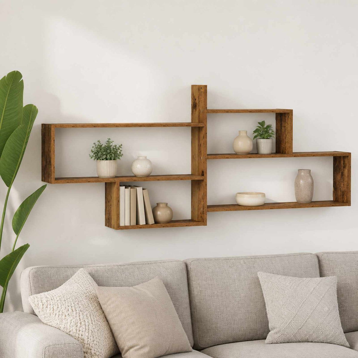 vidaXL Wall Shelf Old Wood 168.5 x 17 x 68 cm Engineered Wood