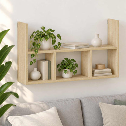 vidaXL Wall Shelf Sonoma Oak 78.5 x 17 x 45 cm Engineered Wood