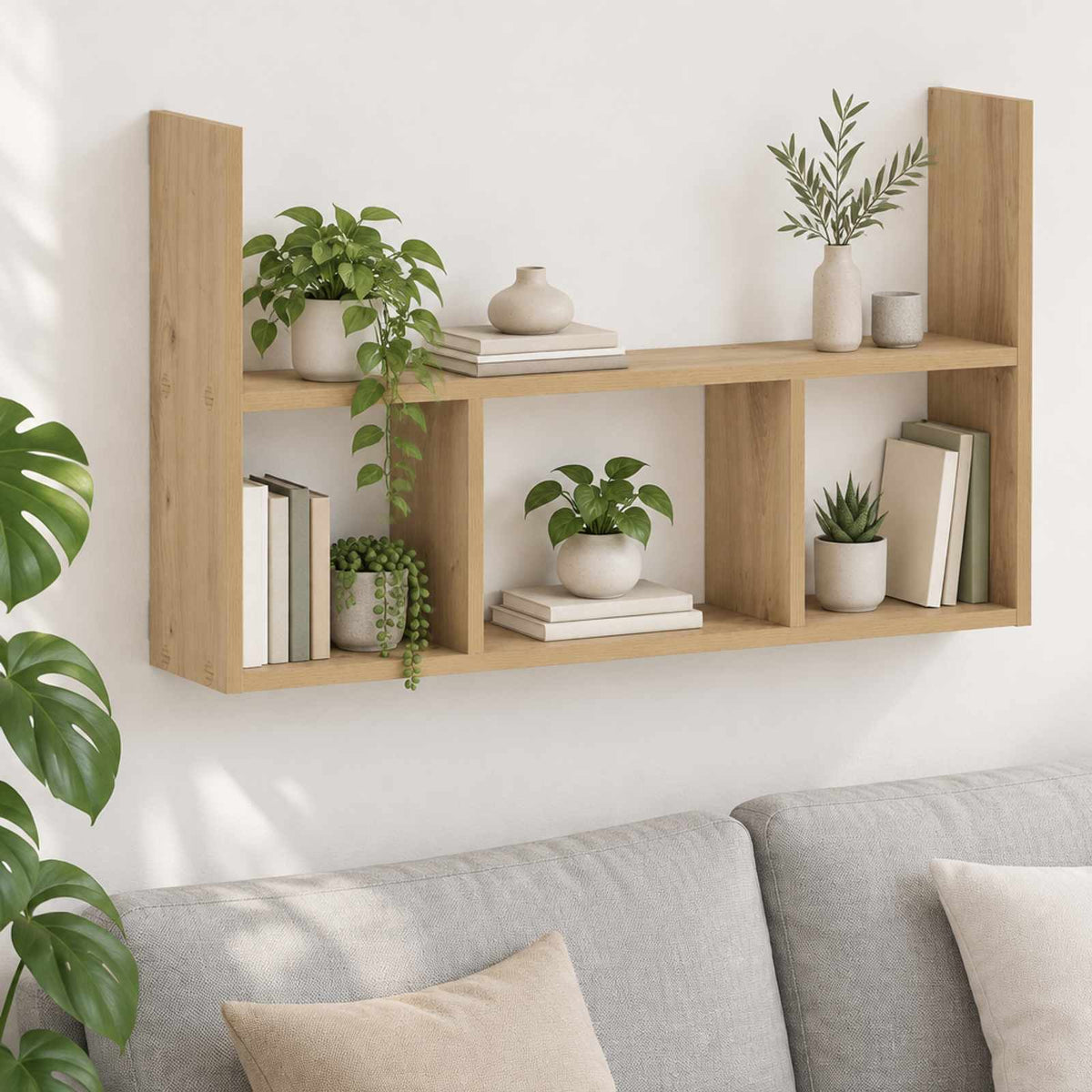 vidaXL Wall Shelf Artisan Oak 78.5 x 17 x 45 cm Engineered Wood