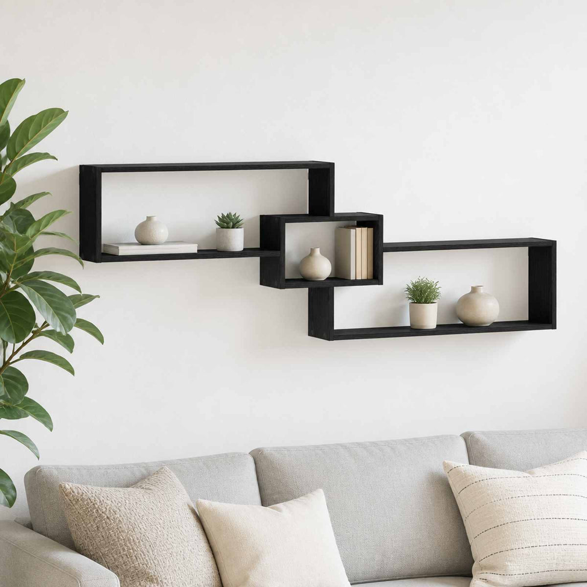 vidaXL Wall Shelf Black Oak 158 x 17 x 53 cm Engineered Wood