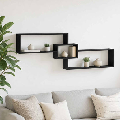 vidaXL Wall Shelf Black Oak 158 x 17 x 53 cm Engineered Wood