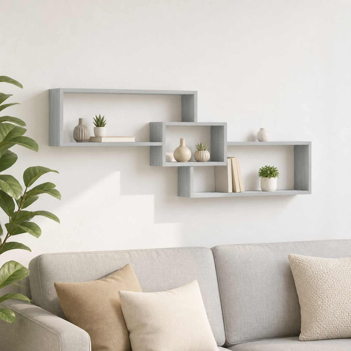 vidaXL Wall Shelf Grey Sonoma 158 x 17 x 53 cm Engineered Wood