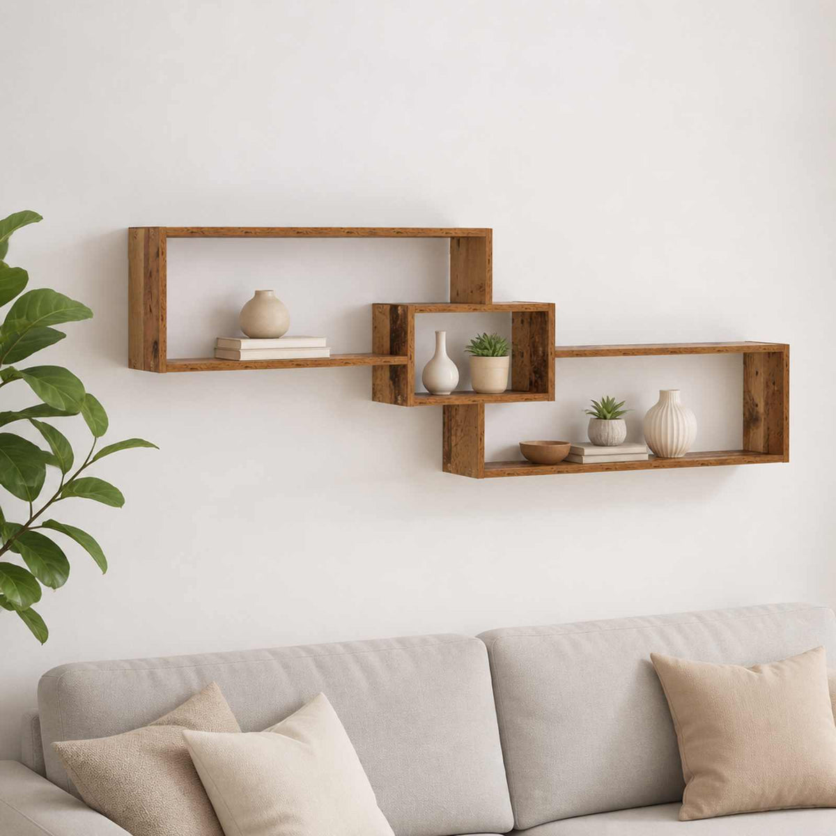 vidaXL Wall Shelf Old Wood 158 x 17 x 53 cm Engineered Wood