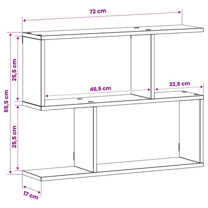 vidaXL Wall Shelf White 72 x 17 x 55.5 cm Engineered Wood
