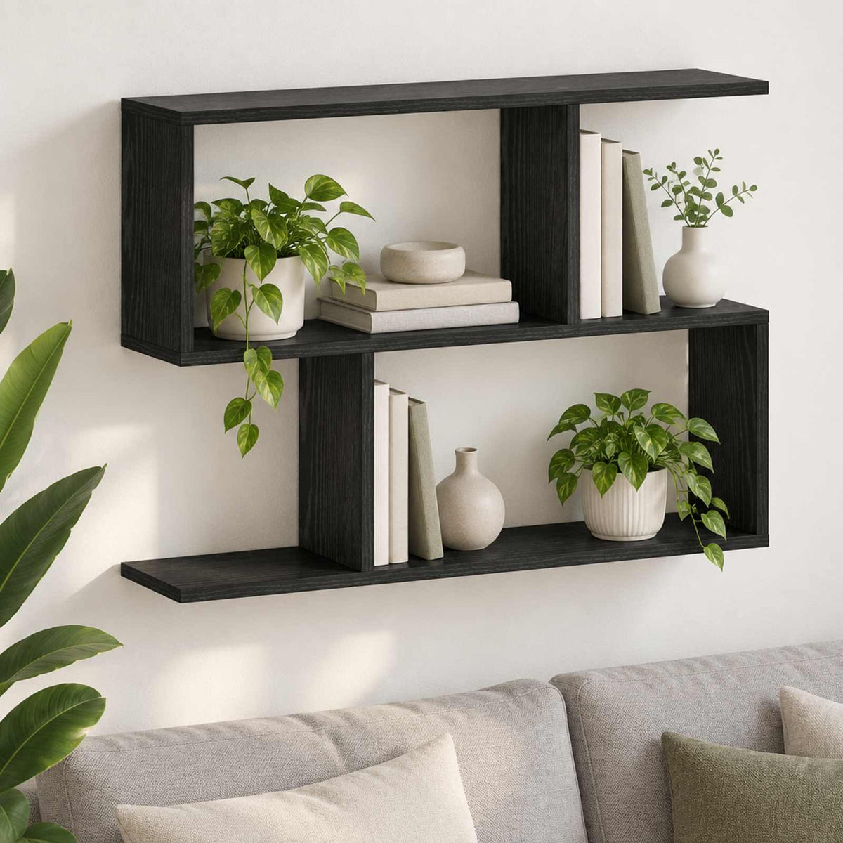 vidaXL Wall Shelf Black Oak 72 x 17 x 55.5 cm Engineered Wood