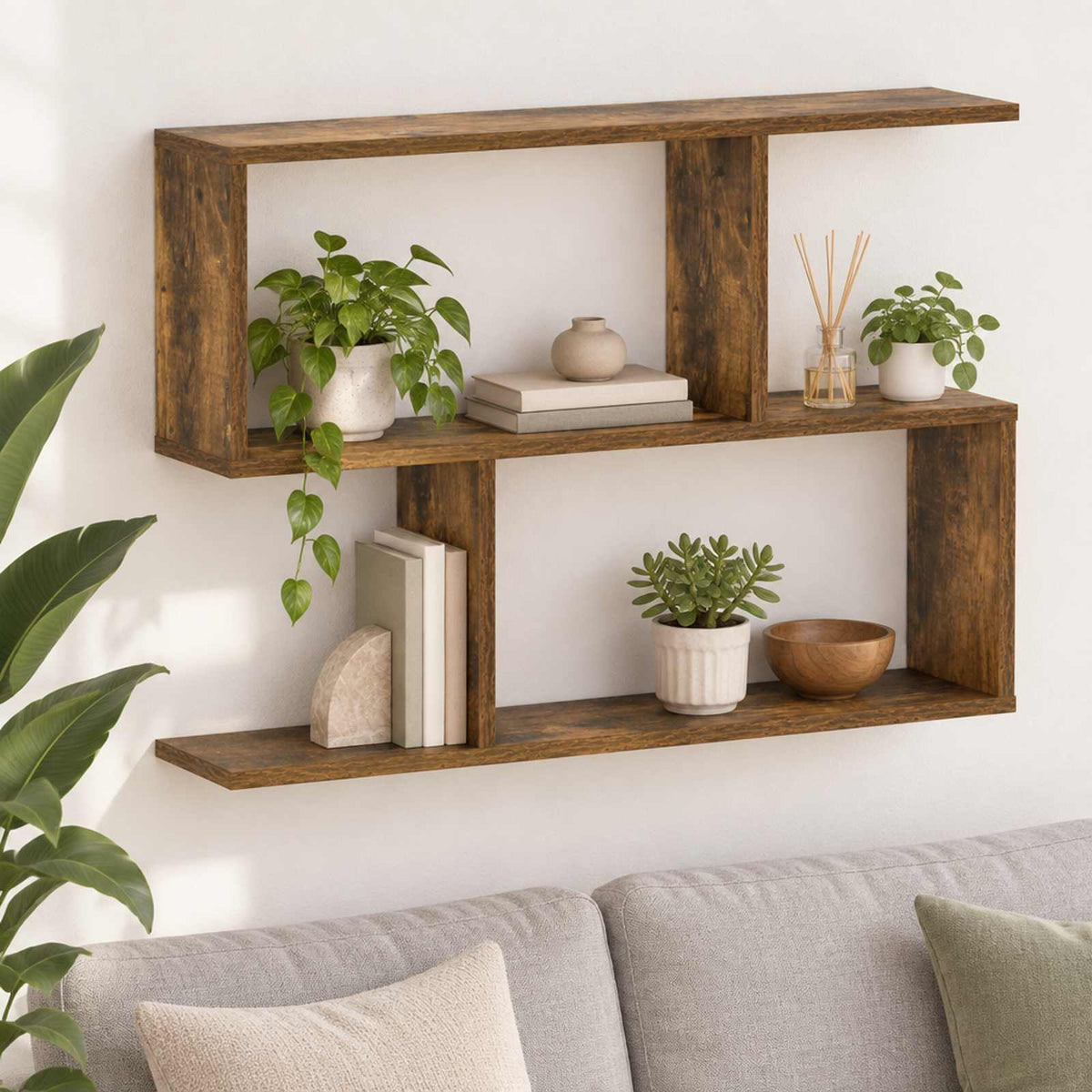 vidaXL Wall Shelf Smoked Oak 72 x 17 x 55.5 cm Engineered Wood