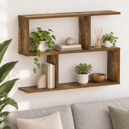 vidaXL Wall Shelf Smoked Oak 72 x 17 x 55.5 cm Engineered Wood