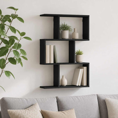 vidaXL Wall Shelf Black Oak 72 x 17 x 105 cm Engineered Wood