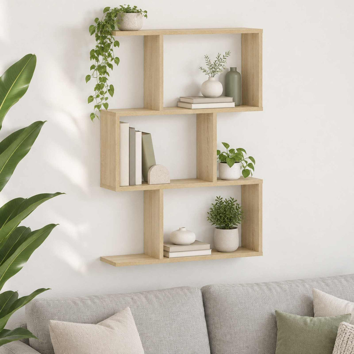 vidaXL Wall Shelf Sonoma Oak 72 x 17 x 105 cm Engineered Wood