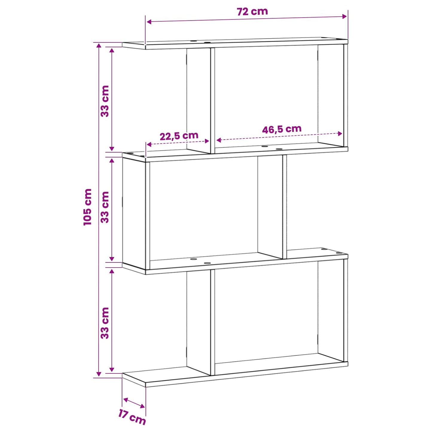 vidaXL Wall Shelf Sonoma Oak 72 x 17 x 105 cm Engineered Wood