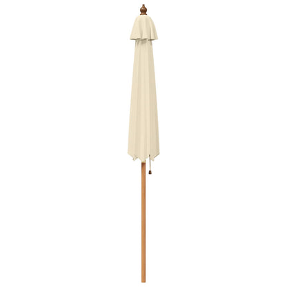 vidaXL Garden Parasol Ø 210 x 237 cm Solid Eucalyptus Wood Cream White