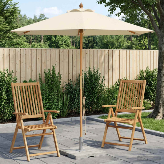 vidaXL Garden Parasol Ø 240 x 237 cm Solid Eucalyptus Wood Cream White