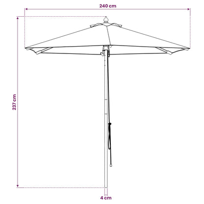vidaXL Garden Parasol Ø 240 x 237 cm Solid Eucalyptus Wood Cream White