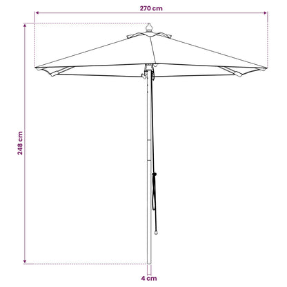 vidaXL Garden Parasol Ø 270 x 248 cm Solid Eucalyptus Wood Cream White