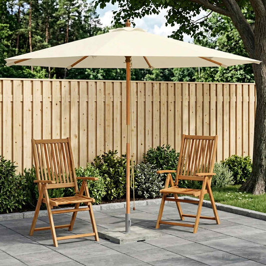 vidaXL Garden Parasol Ø 300 x 248 cm Solid Eucalyptus Wood Cream White