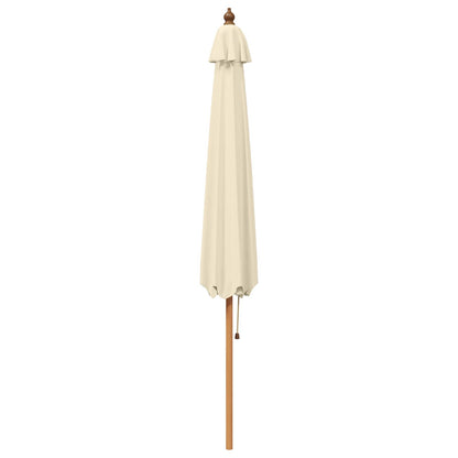 vidaXL Garden Parasol Ø 300 x 248 cm Solid Eucalyptus Wood Cream White
