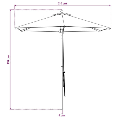 vidaXL Garden Parasol Ø 210 x 237 cm Solid Eucalyptus Wood Anthracite