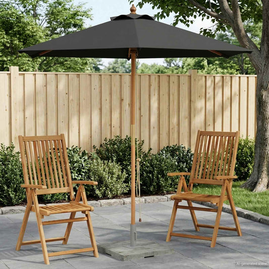 vidaXL Garden Parasol Ø 270 x 248 cm Solid Eucalyptus Wood Anthracite