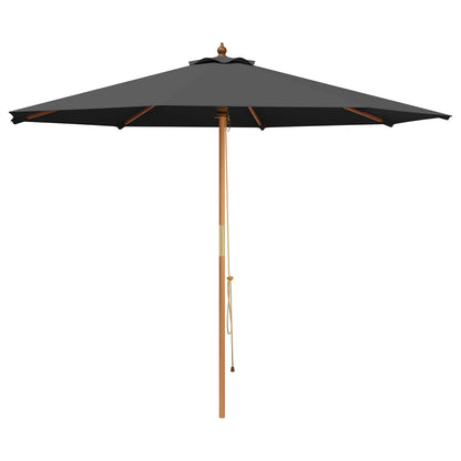 vidaXL Garden Parasol Ø 300 x 248 cm Solid Eucalyptus Wood Anthracite