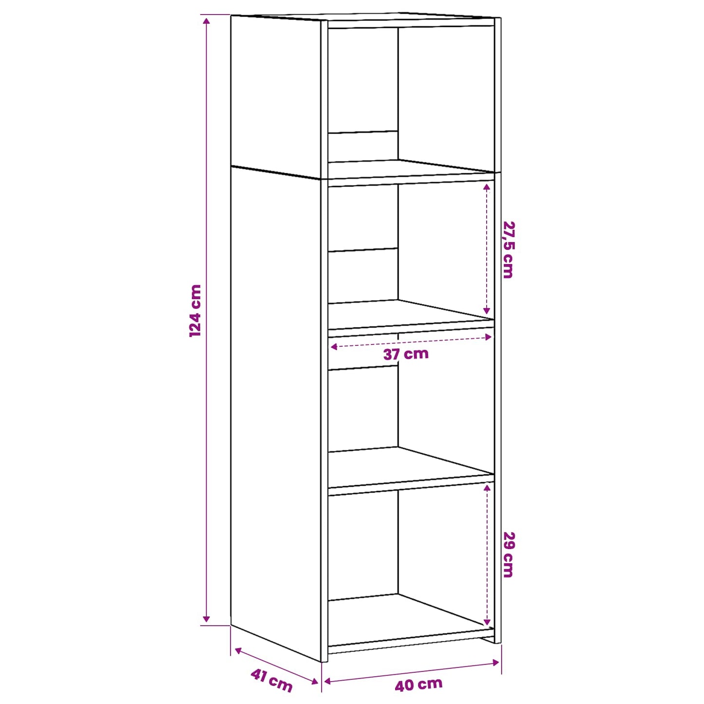 vidaXL Highboard Artisan Oak 40 x 41 x 124 cm Engineered Wood